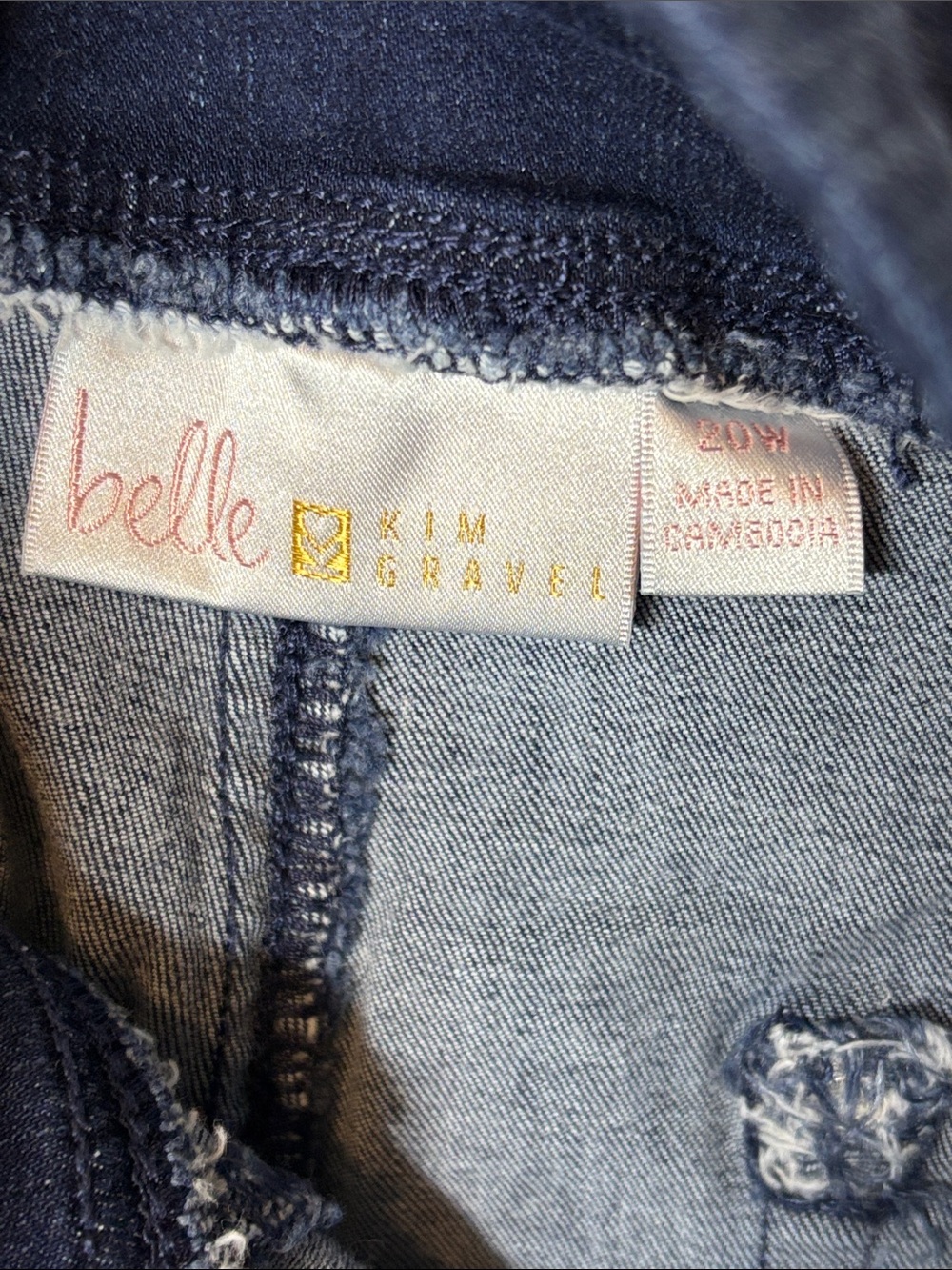 Belle by Kim Gravel Dark Blue Denim Frayed Hem Bermuda Shorts - Picture 9 of 9
